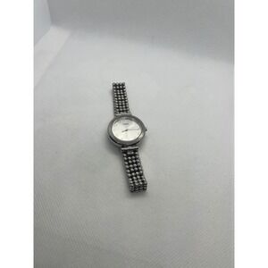 Timex‎ Women's Silver Tone Quartz Analog Dress Watch Beaded Bracelet